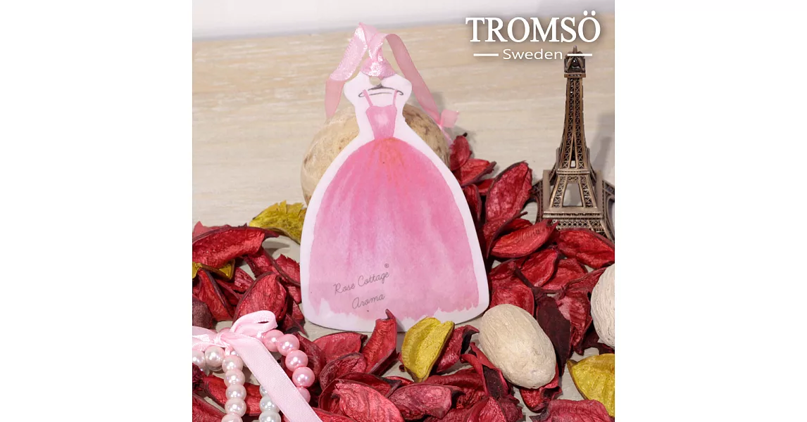 TROMSOx魅力法國-氛享巴黎吊繩香氛片-禮服-玫瑰(6入)