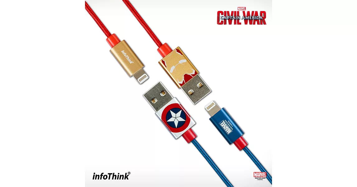 InfoThink iPhone/iPad快充傳輸線(美國隊長/鋼鐵人) 任選一入鋼鐵人