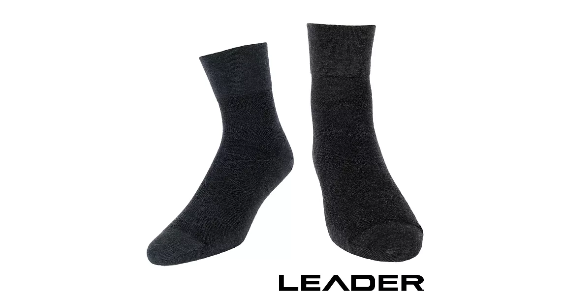 【LEADER】除臭去味 紳士素面短筒寬口襪 (深灰)