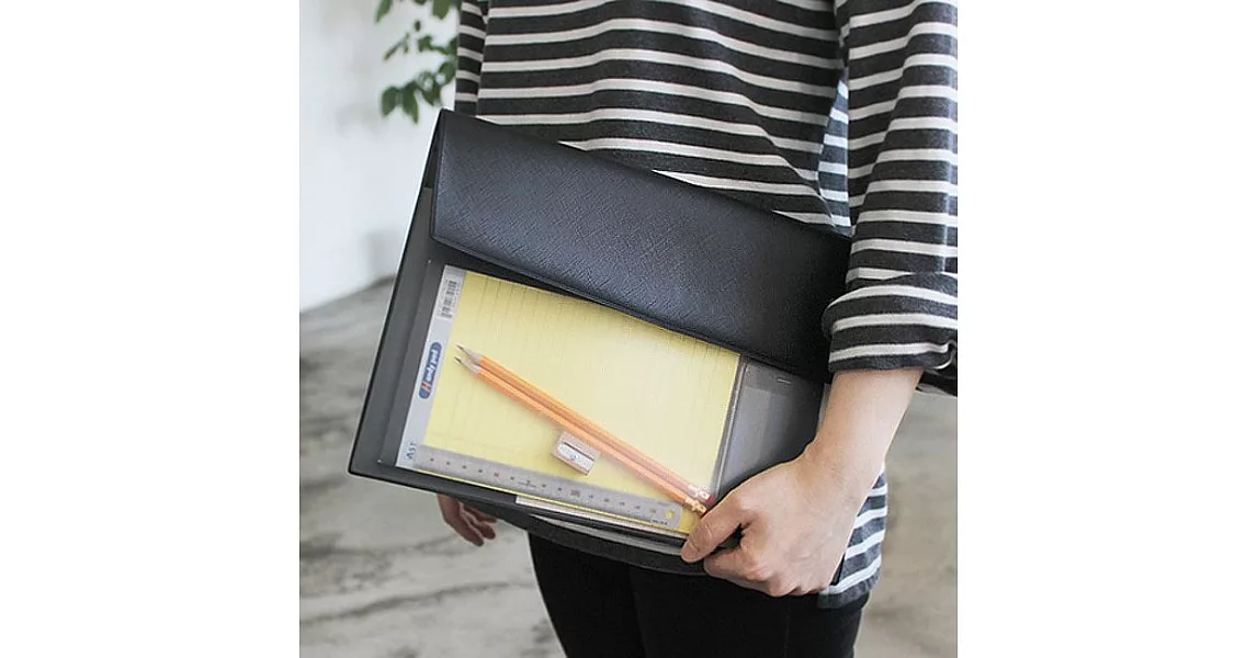 Seeso 極簡辦公皮紋文件收納袋(A4)V2-簡約黑