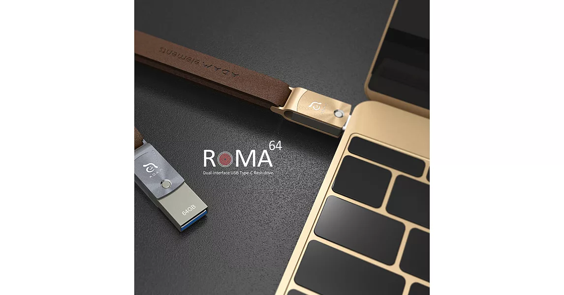 亞果元素 ROMA Type-C USB3.1 雙用隨身碟 64GB金