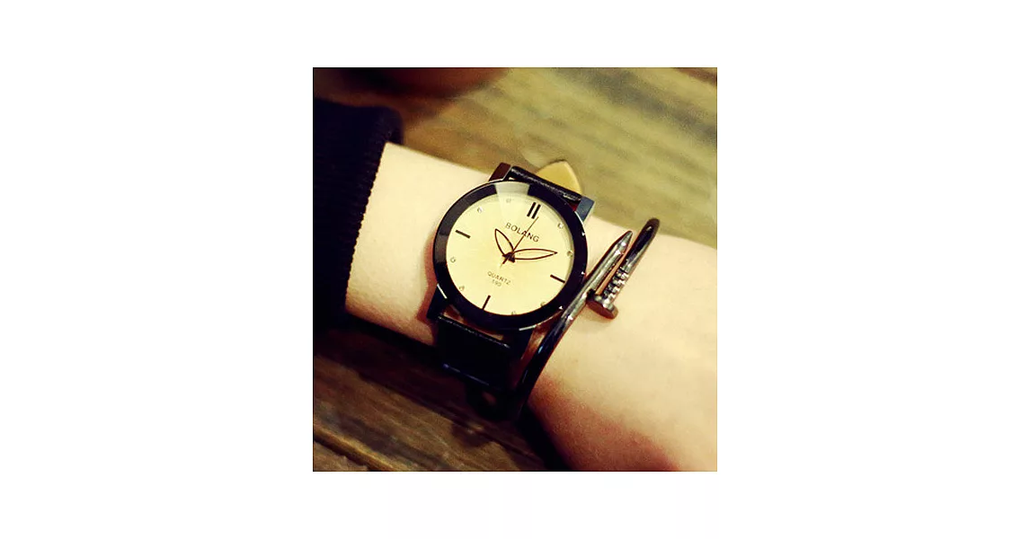 Watch-123 極品男友-可愛指針創意個性情侶手錶 (6色任選)黑帶白盤x女