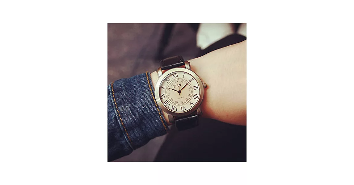 Watch-123 夢的時間-復古學院風羅馬時標仿舊手錶 (2色任選)黑色