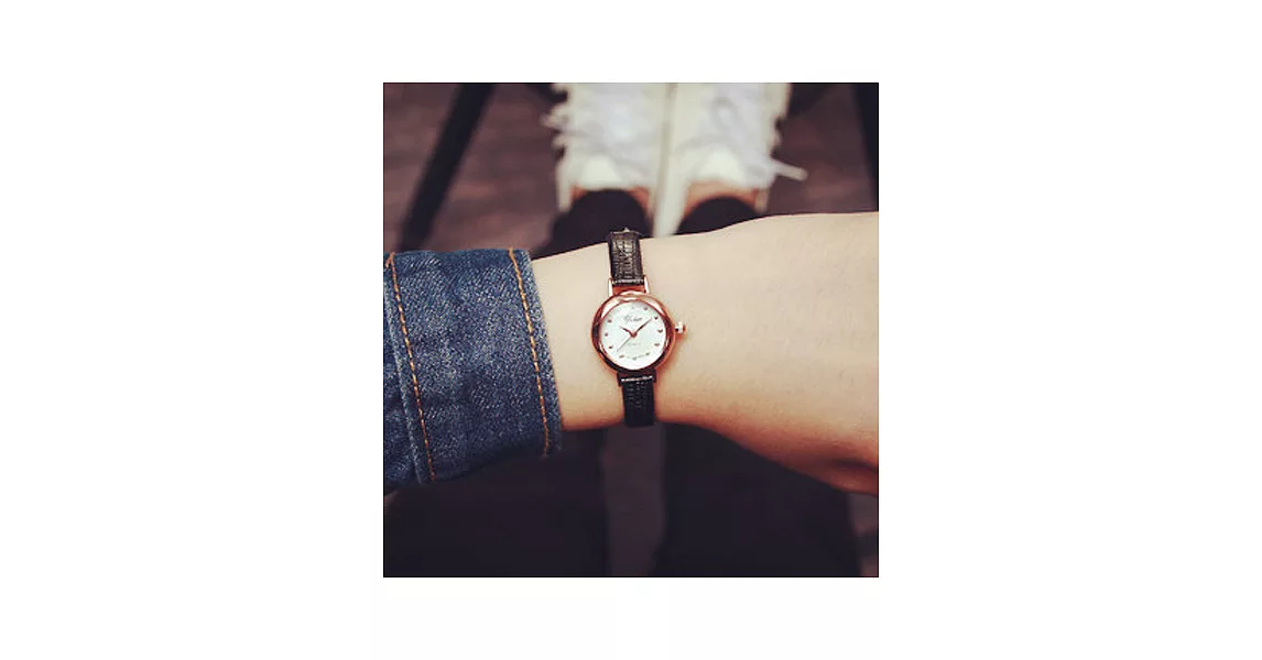 Watch-123 小眾情人-細錶帶小錶盤小巧簡約手錶 (3色任選)黑色