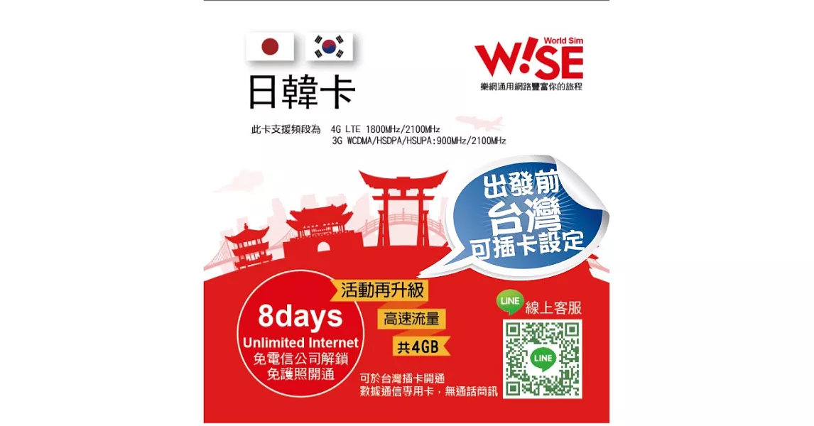 Wise-sim樂網通 日本/韓國吃到飽上網卡