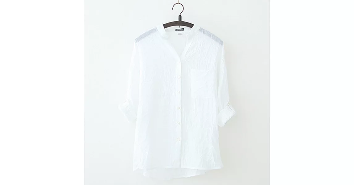【A.Cheter】日系小清新寬鬆棉麻感七分袖襯衫000087L白