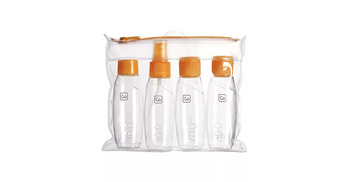 【Go Travel】登機專用分裝瓶四件組 - 橘色