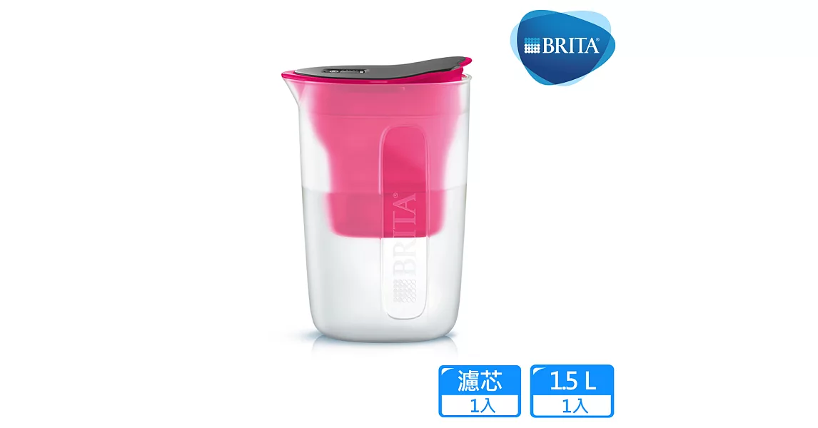 德國BRITA FUN 1.5L 酷樂壺_ (內含MAXTRA Plus全效濾芯1入)粉紅色