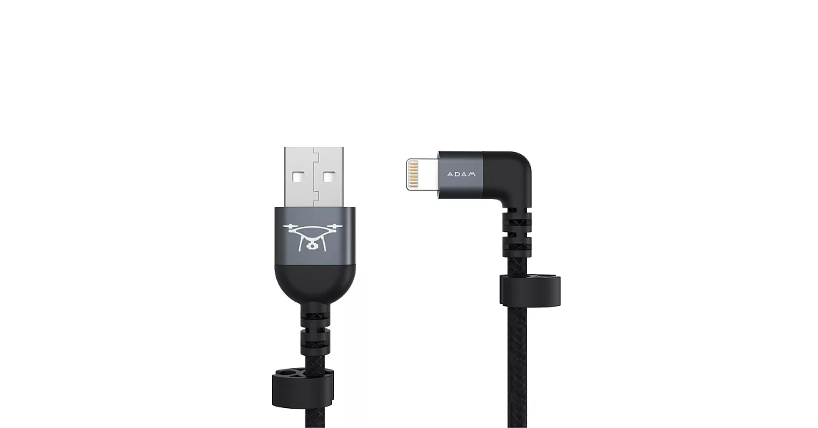 ADAM Lightning - USB 90° 金屬遙控線 30cm (L30B)灰