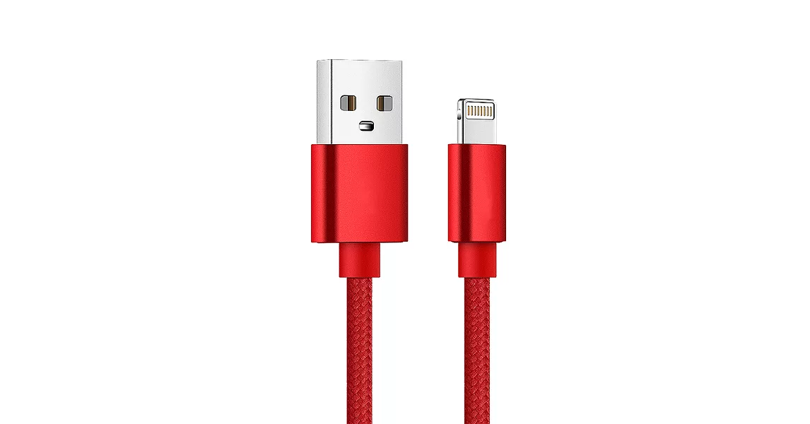 【SHOWHAN】 Lightning 2.1A大電流 充電傳輸編織數據線 1M / 紅色