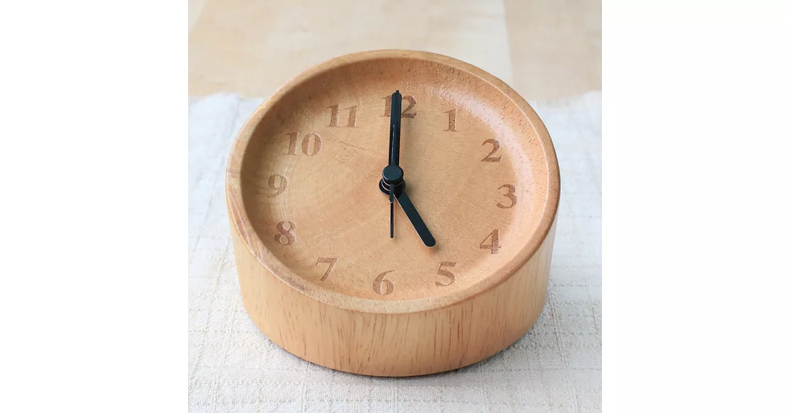 桌上型原木製時鐘‧斜切面數字A款