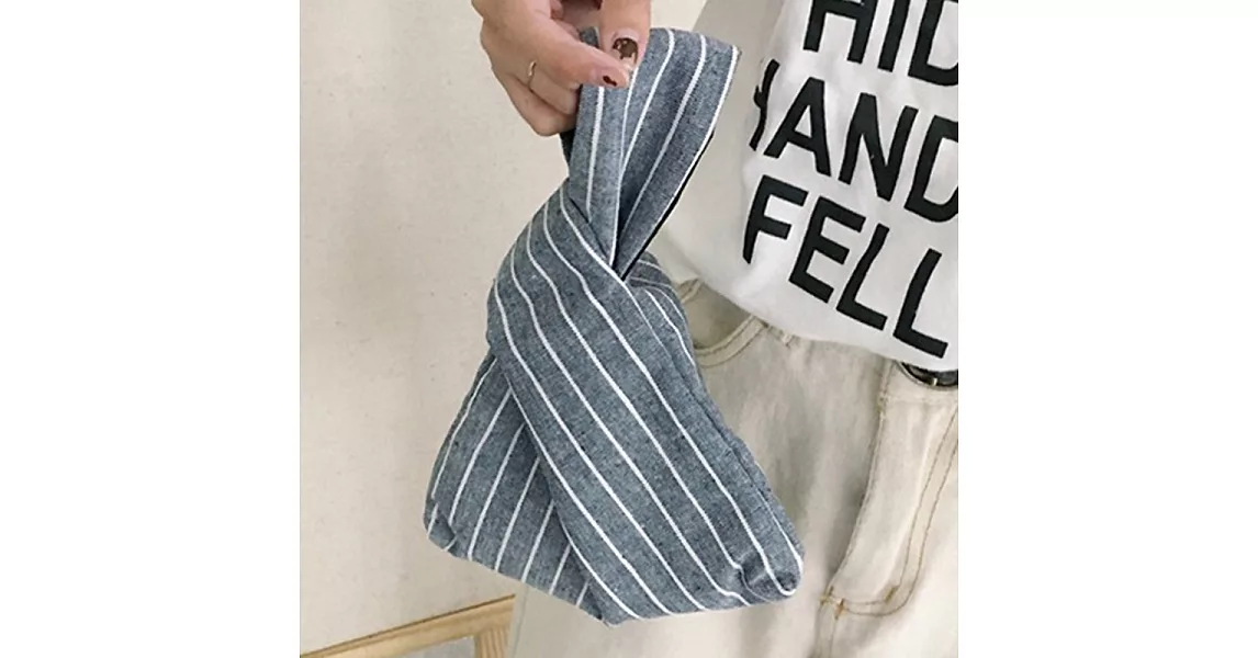 AmaZing 午餐外出小提袋-日系和風簡約套結手腕袋 (4色任選)藏青