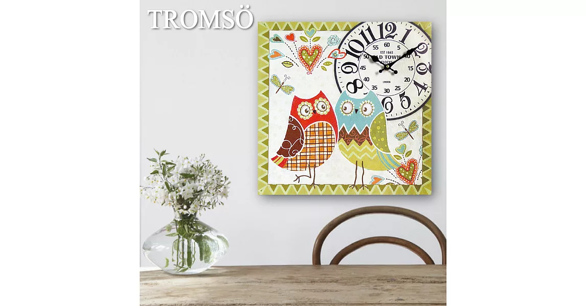 TROMSO無框畫時鐘-北歐貓頭鷹(方形)