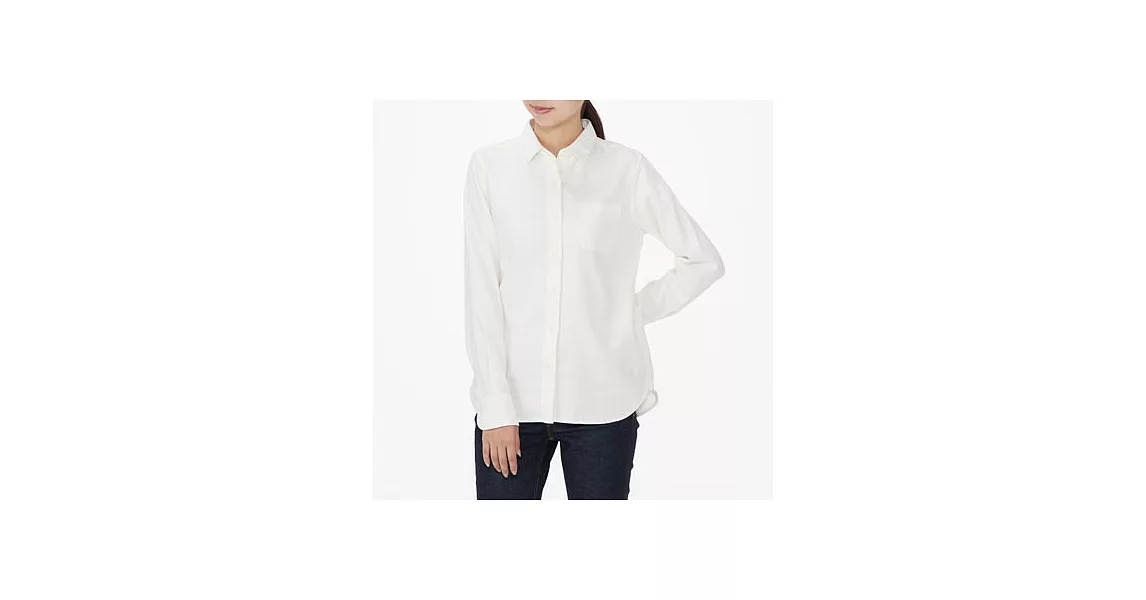 [MUJI無印良品]女有機棉法蘭絨襯衫M白色