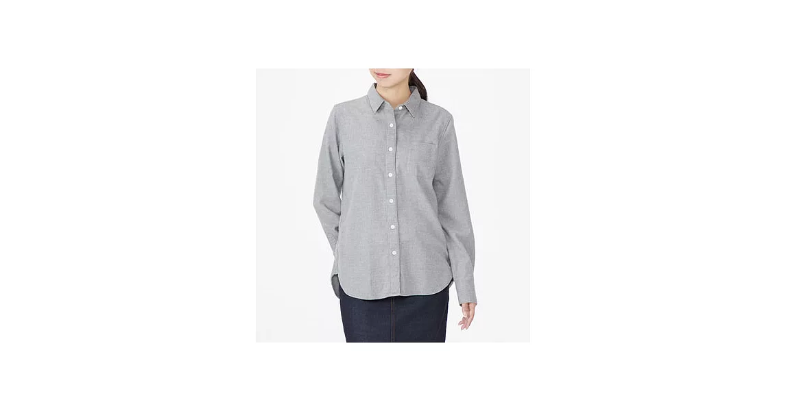 [MUJI無印良品]女有機棉法蘭絨襯衫XL灰色
