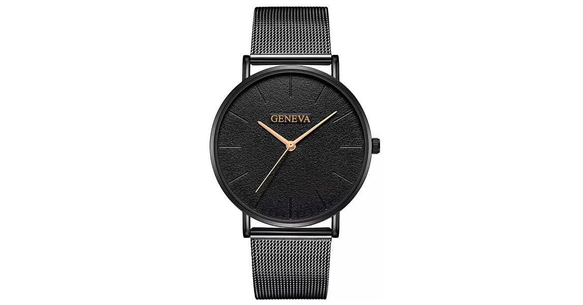 GENEVA 自我主張原創經典米蘭帶手錶 (5色任選)黑面玫金針