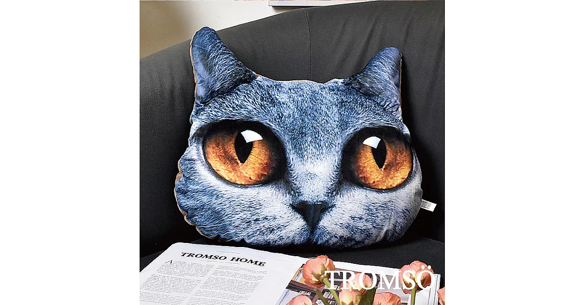 TROMSO大眼貓星人抱枕-C402貴族灰貓
