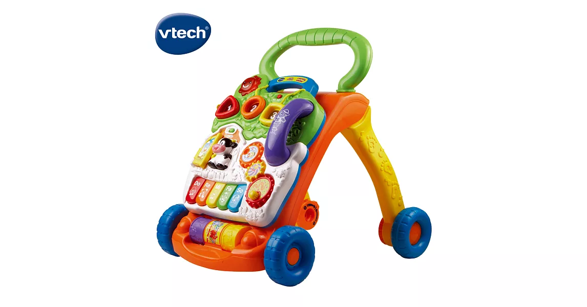 【Vtech】寶寶聲光學步車-橘綠色