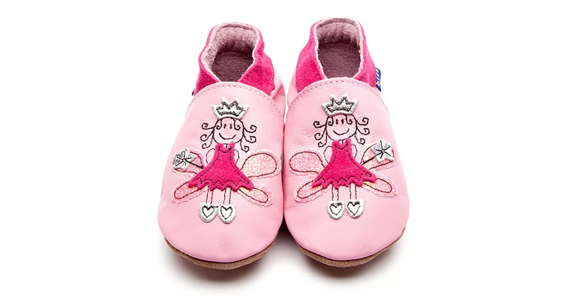 英國製Inch Blue，真皮手工學步鞋禮盒-Fairy Princess-Baby Pink/Fuchsia(18~24M)