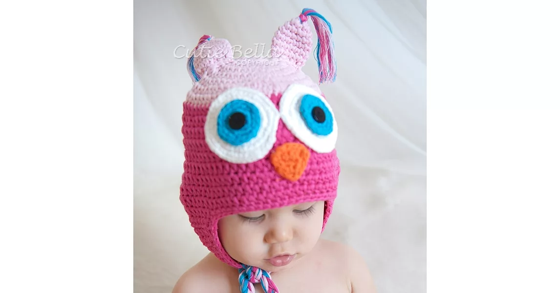 Cutie Bella手工編織帽Owl-Pink/Fuchsia