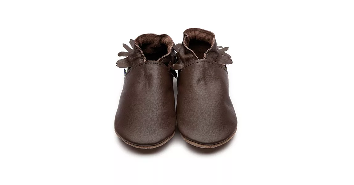 英國製Inch Blue，真皮手工學步鞋禮盒，Moccasin-Chocolate Leather(6~12M)