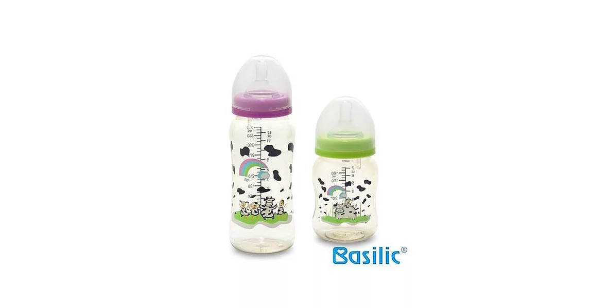 【貝喜力克】防脹氣寬口徑PES乳牛奶瓶360ml+180ml