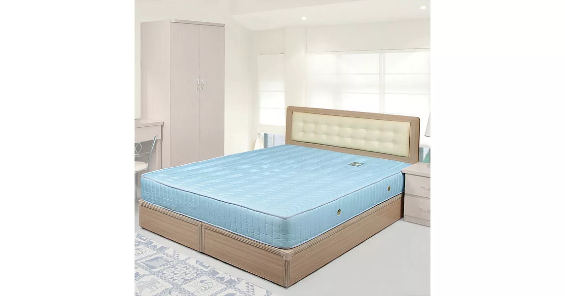 《Homelike》艾凡5尺床組+獨立筒床墊-雙人-白橡木紋