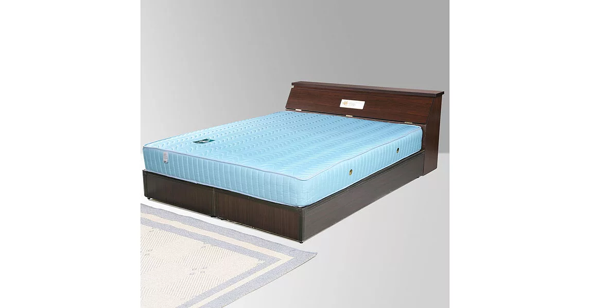 《Homelike》席歐6尺床組+獨立筒床墊-雙人加大-胡桃木紋