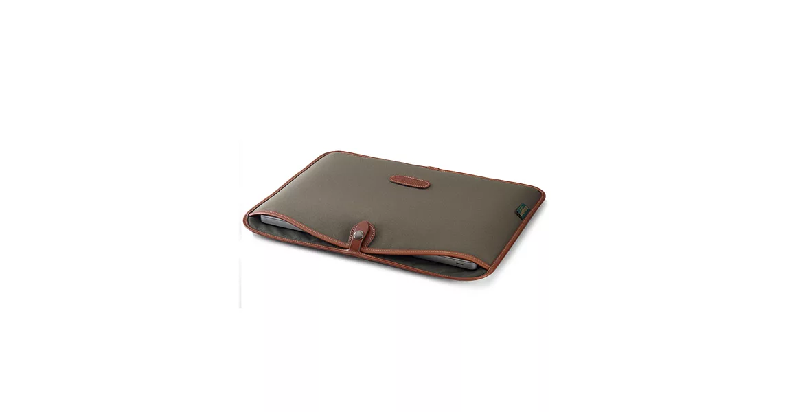 白金漢 Billingham Laptop Slip筆電專用袋/斜紋材質/15吋/ 綠色/褐邊5210348-70