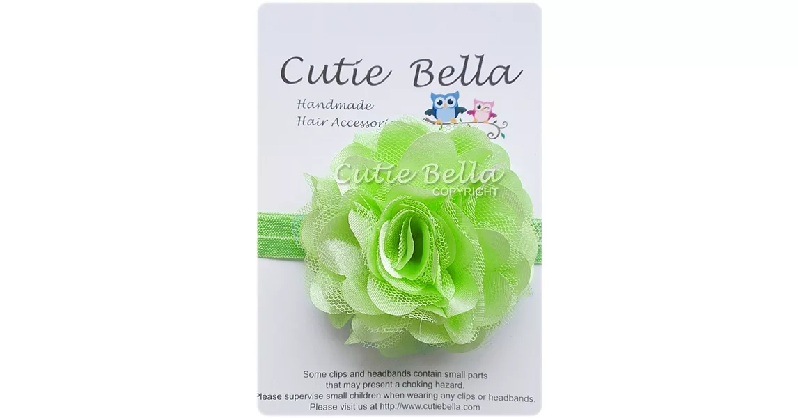 Cutie Bella彈性絲蕾絲茶花髮帶-Mint
