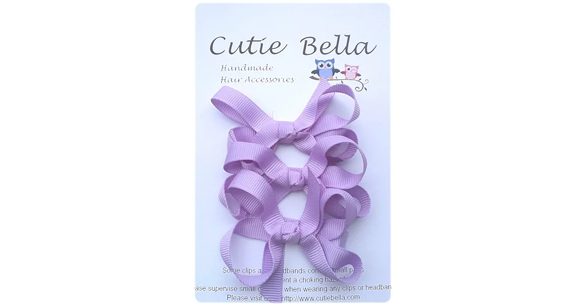 Cutie Bella蝴蝶結髮夾三入組-Purple