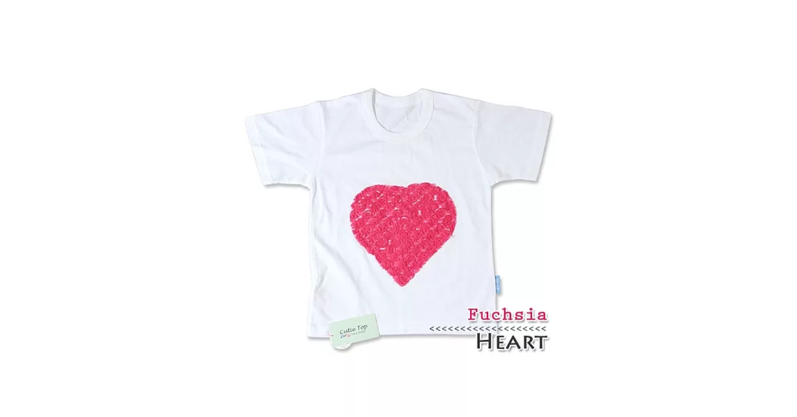 Cutie Bella短袖上衣/T恤-白T Heart Fuchsia
