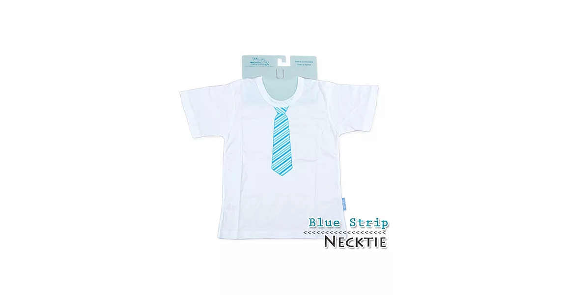 Cutie Bella短袖上衣/T恤-白T Necktie Blue Strip