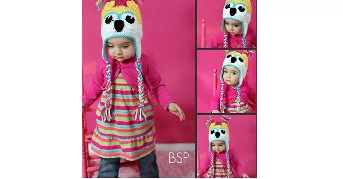 Cutie Bella手工編織帽Owl-Rainbow