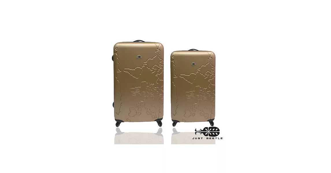 JUSTBEETLE地圖系列ABS輕硬殼行李箱28+20吋兩件組金色