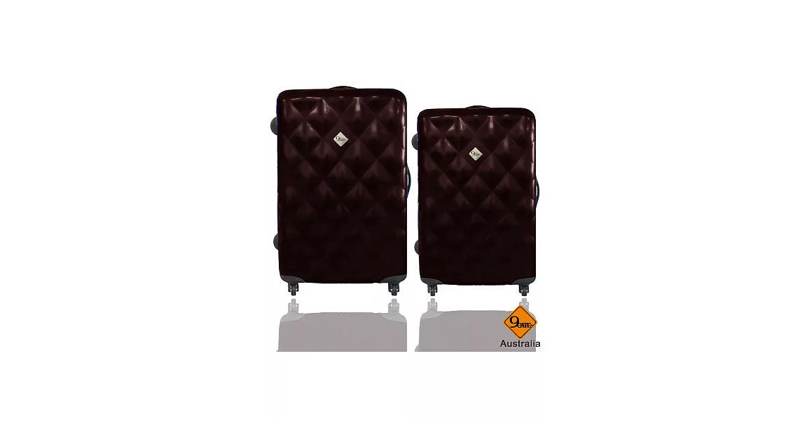 GATE9珠光菱紋系列PC亮面28吋+24吋旅行箱/行李箱褐