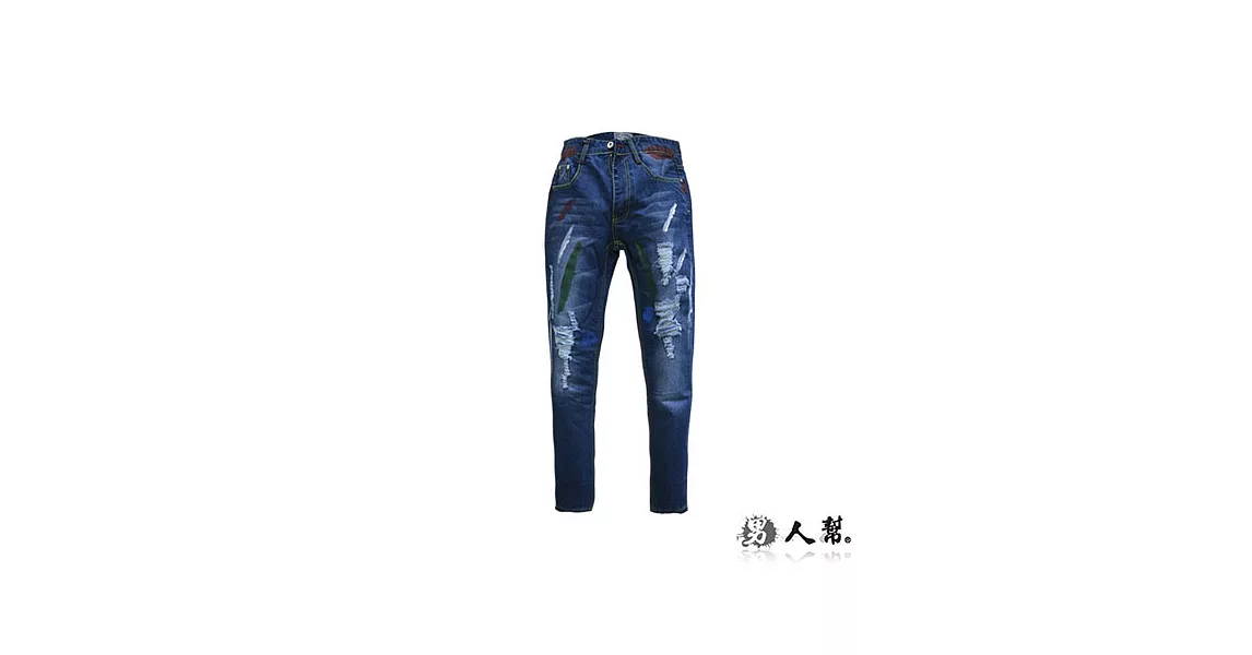 【男人幫Man’s Shop】K0392＊潮流嚴選【潑漆染污設計牛仔褲】藍色 30號