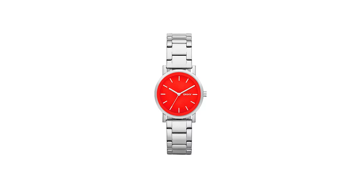 DKNY 紐約風格時尚三針腕錶-錶盤紅