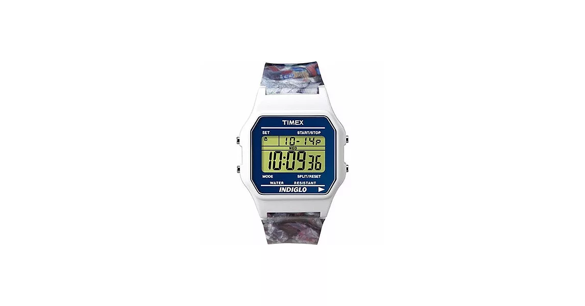 【TIMEX 】蘇活塗鴉復古方形電子腕錶 (白  TXT2N379)