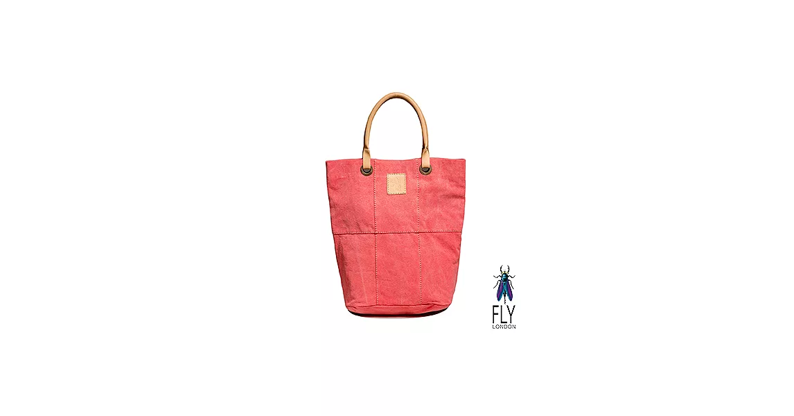 【Fly London】 - SIX PIECES FLY水洗帆布牛皮手提長袋 - 奶昔粉奶昔粉