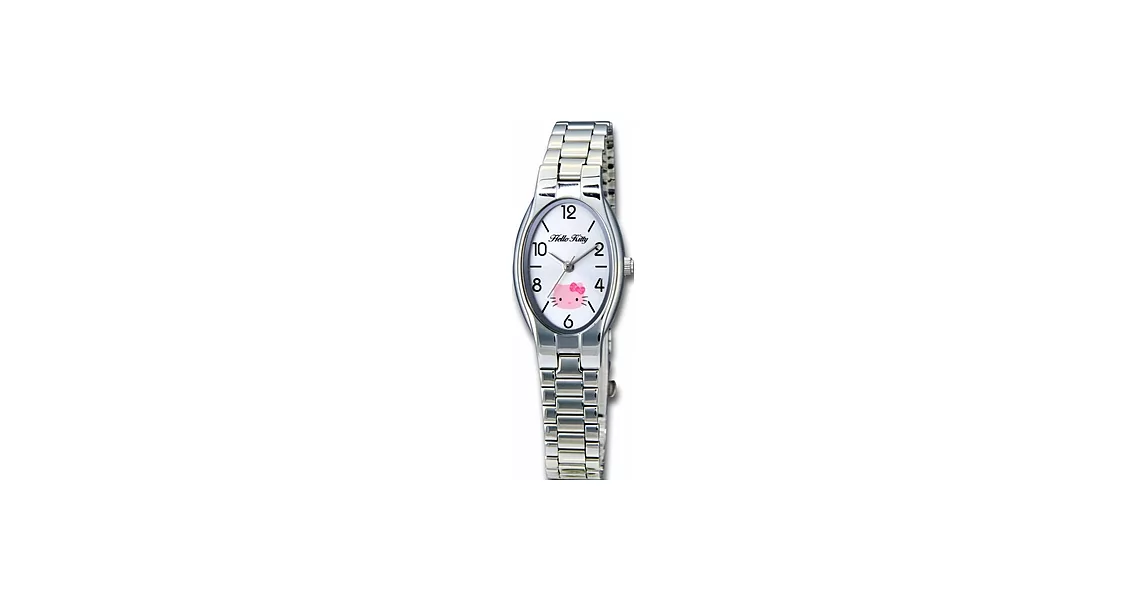 【HELLO KITTY】凱蒂貓橢圓氣質簡約時尚錶款 (銀/白面 LK632LWWA)