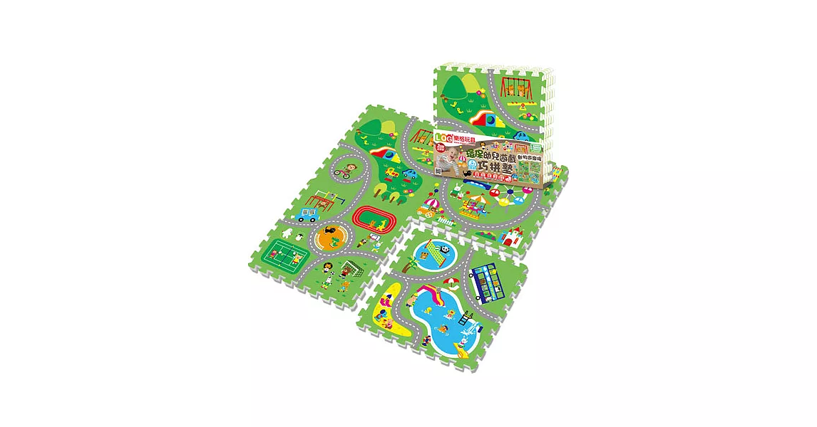 【LOG樂格】環保遊戲巧拼地墊 -動物遊樂園 (60x60cmx4片)