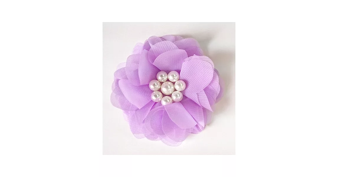 Cutie Bella Pearl Chiffon Flower 髮夾-Lilac