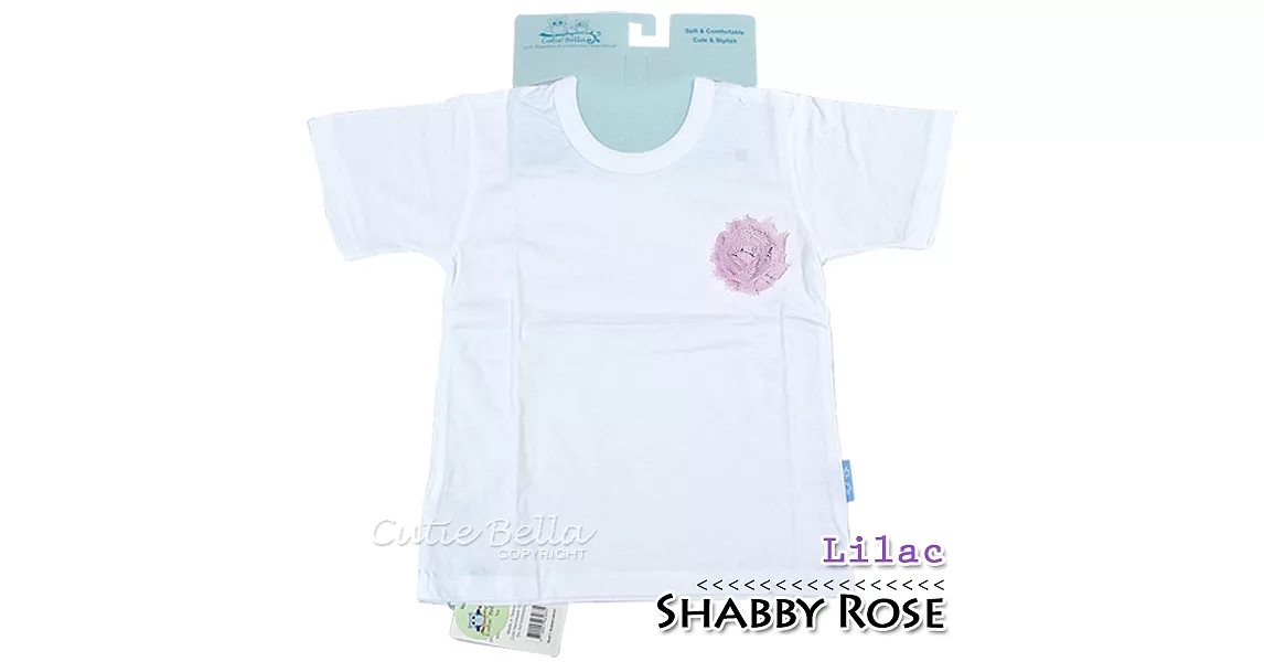 Cutie Bella短袖上衣/T恤-白T Shabby Rose-Lilac