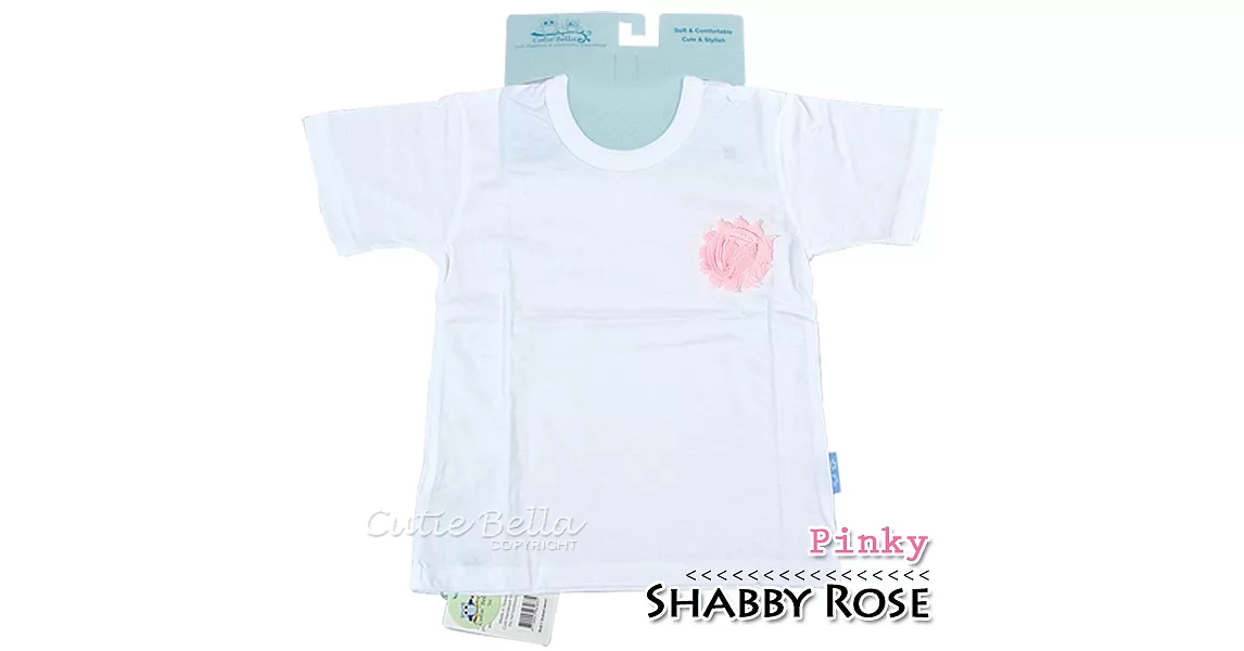 Cutie Bella短袖上衣/T恤-白T Shabby Rose-Pinky