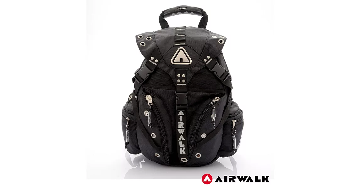 【美國 AIRWALK】美式潮流三叉扣尼龍大後背包 -潮淺灰