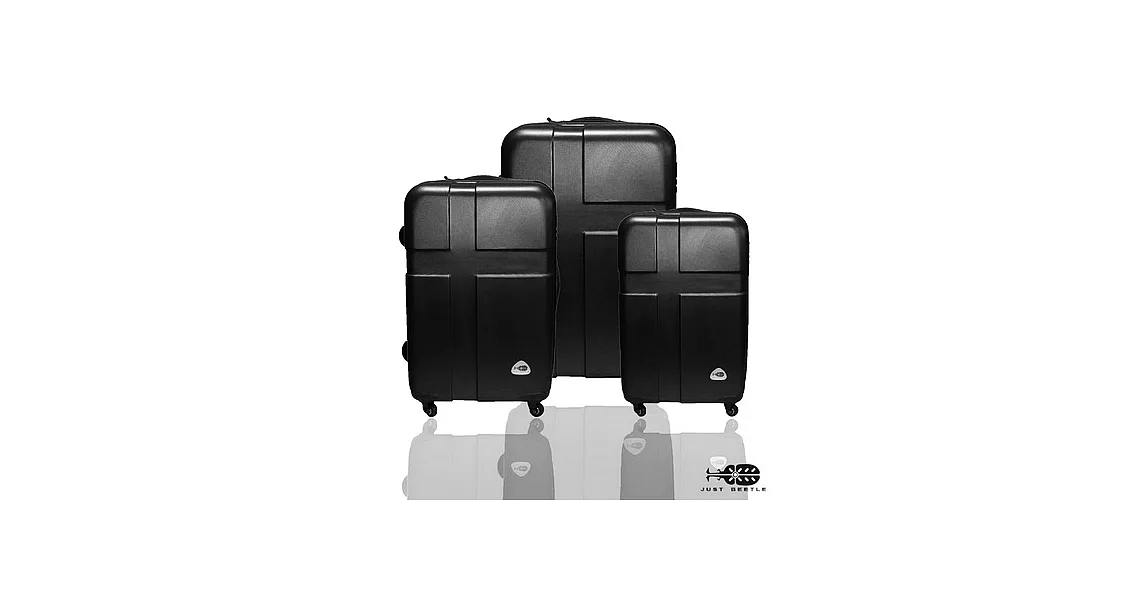 ☆莎莎代言☆【Just Beetle】 愛琴海系列ABS輕硬殼行李箱三件組(28+24+20吋)十字旅行箱/拉桿箱/登機箱 黑