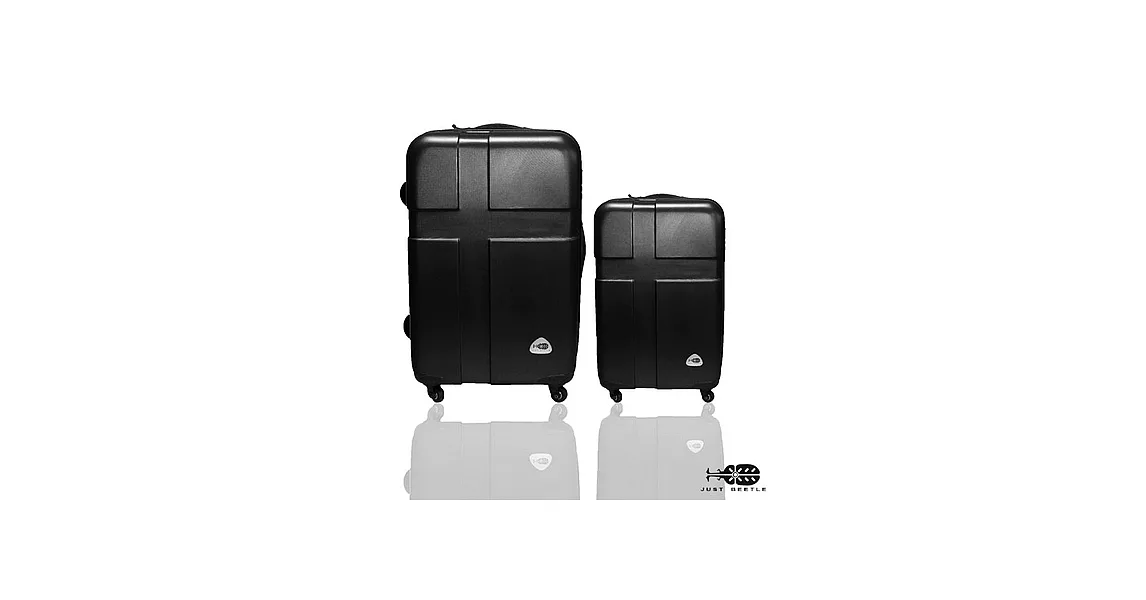 ☆莎莎代言☆【Just Beetle】 愛琴海系列ABS輕硬殼行李箱兩件組(28+20吋)十字旅行箱/拉桿箱/登機箱黑色