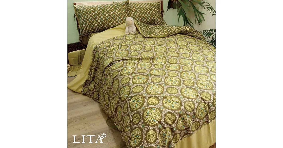 LITA麗塔【森林系列-綠森林】雙人床包兩用被套枕套四件組綠森林