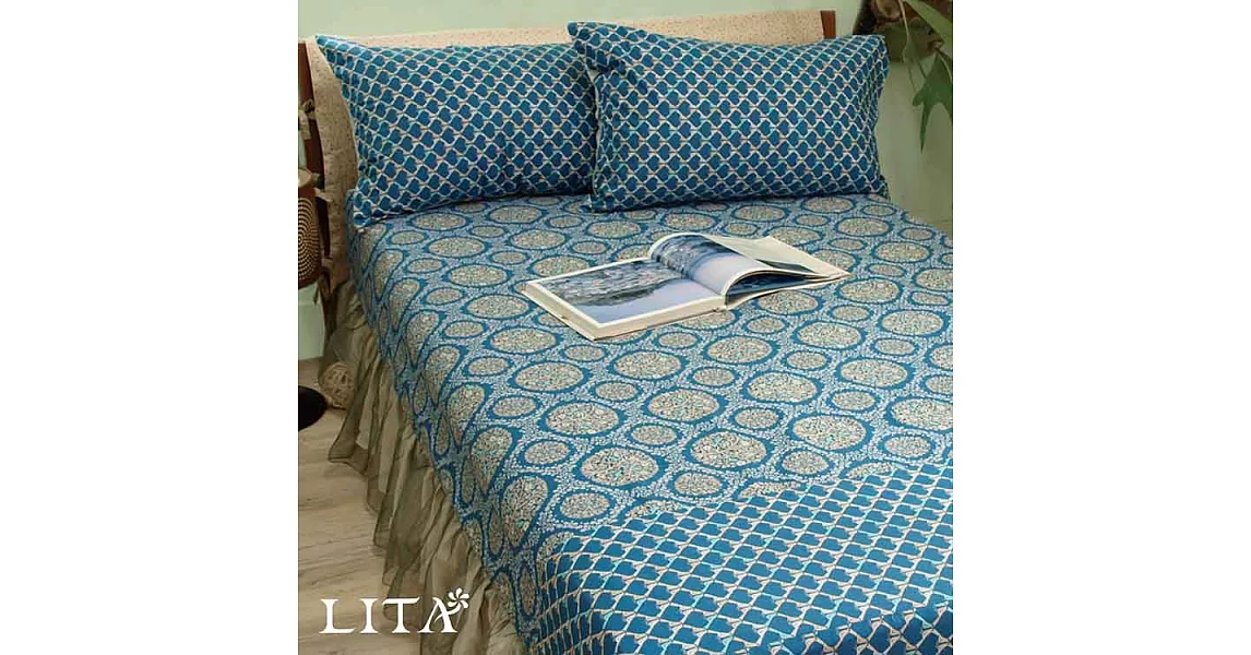 LITA麗塔【森林系列-藍森林】單人床包枕套二件組藍森林